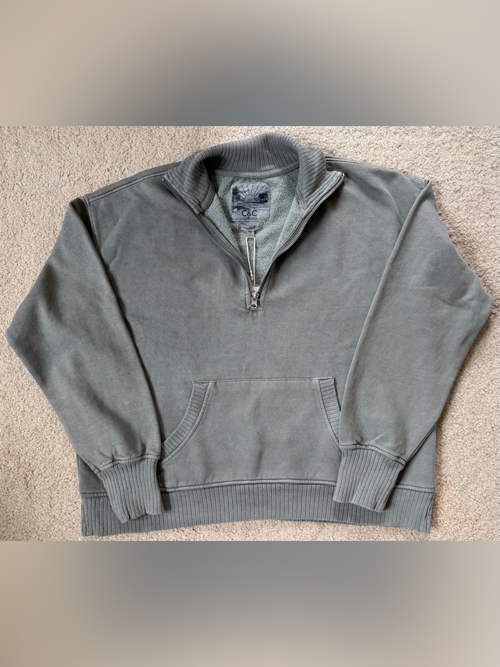 C & C California Sunwashed Fleece Quarter Zip Sweatshirt - Picture 2 of 5